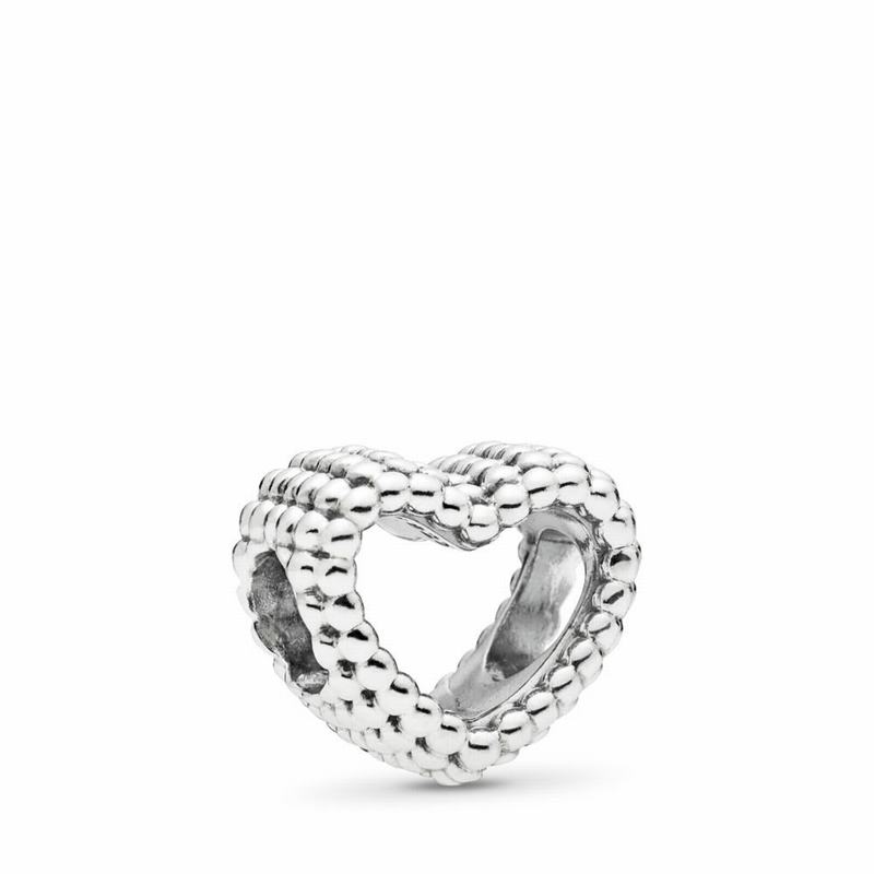 Pandora Beaded Heart Charm - Sterling Silver - Canada | BS8004YZ